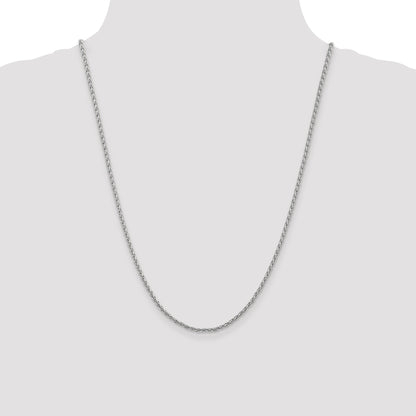 14K White Gold 24 Inch 2.25mm Parisian Wheat With Lobster Clasp Chain Necklace