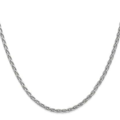 14K White Gold 24 Inch 4mm Parisian Wheat With Lobster Clasp Chain Necklace