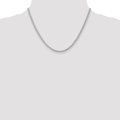 14K White Gold 18 Inch 4mm Parisian Wheat With Lobster Clasp Chain Necklace