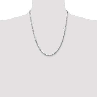 14K White Gold 22 Inch 4mm Parisian Wheat With Lobster Clasp Chain Necklace