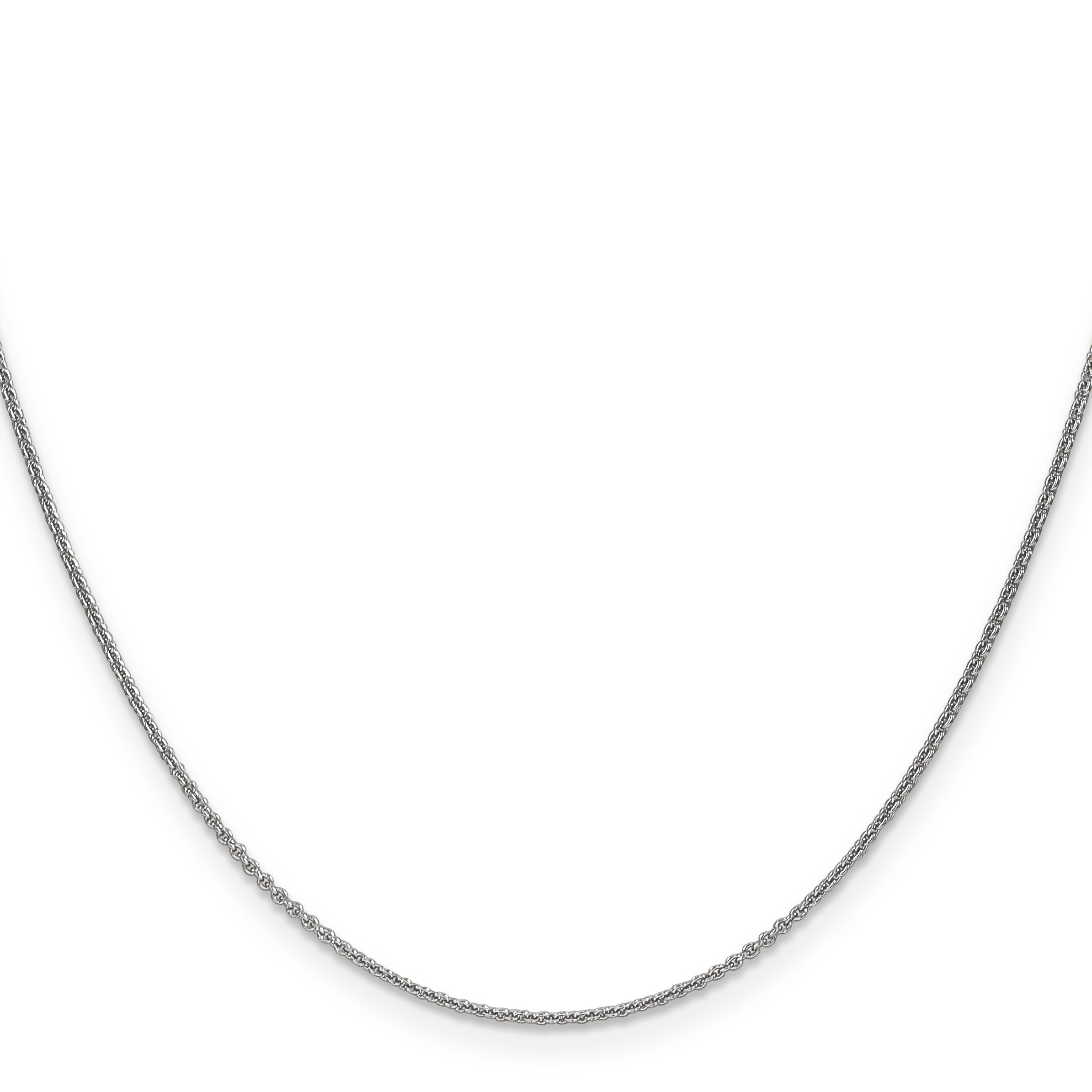 14K White Gold 16 Inch 1mm Round Open Link Cable With Lobster Clasp Chain