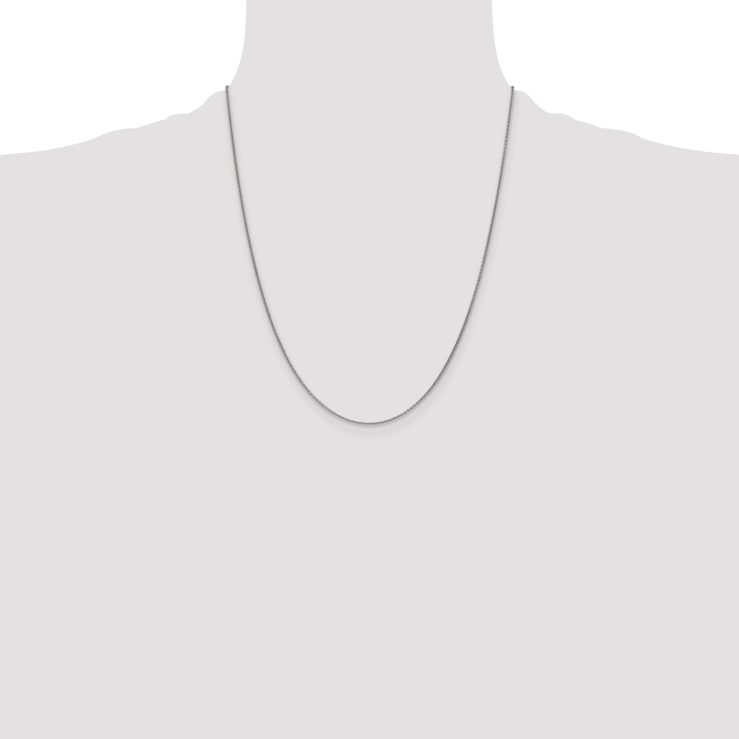 14K White Gold 22 Inch 1mm Round Open Link Cable With Lobster Clasp Chain