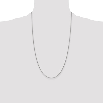 14K White Gold 26 Inch 1mm Round Open Link Cable With Lobster Clasp Chain