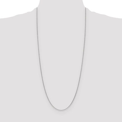 14K White Gold 30 Inch 1mm Round Open Link Cable With Lobster Clasp Chain