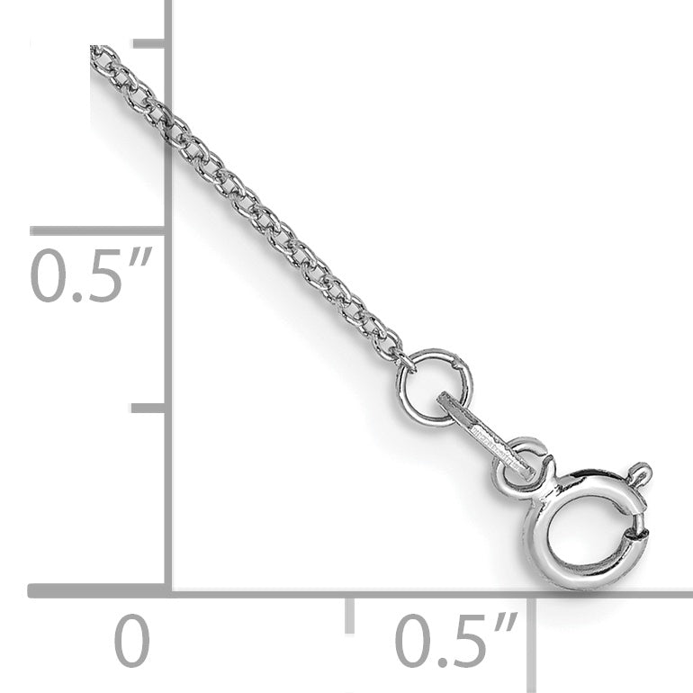 14K White Gold 10 Inch .9mm Cable With Spring Ring Clasp Anklet