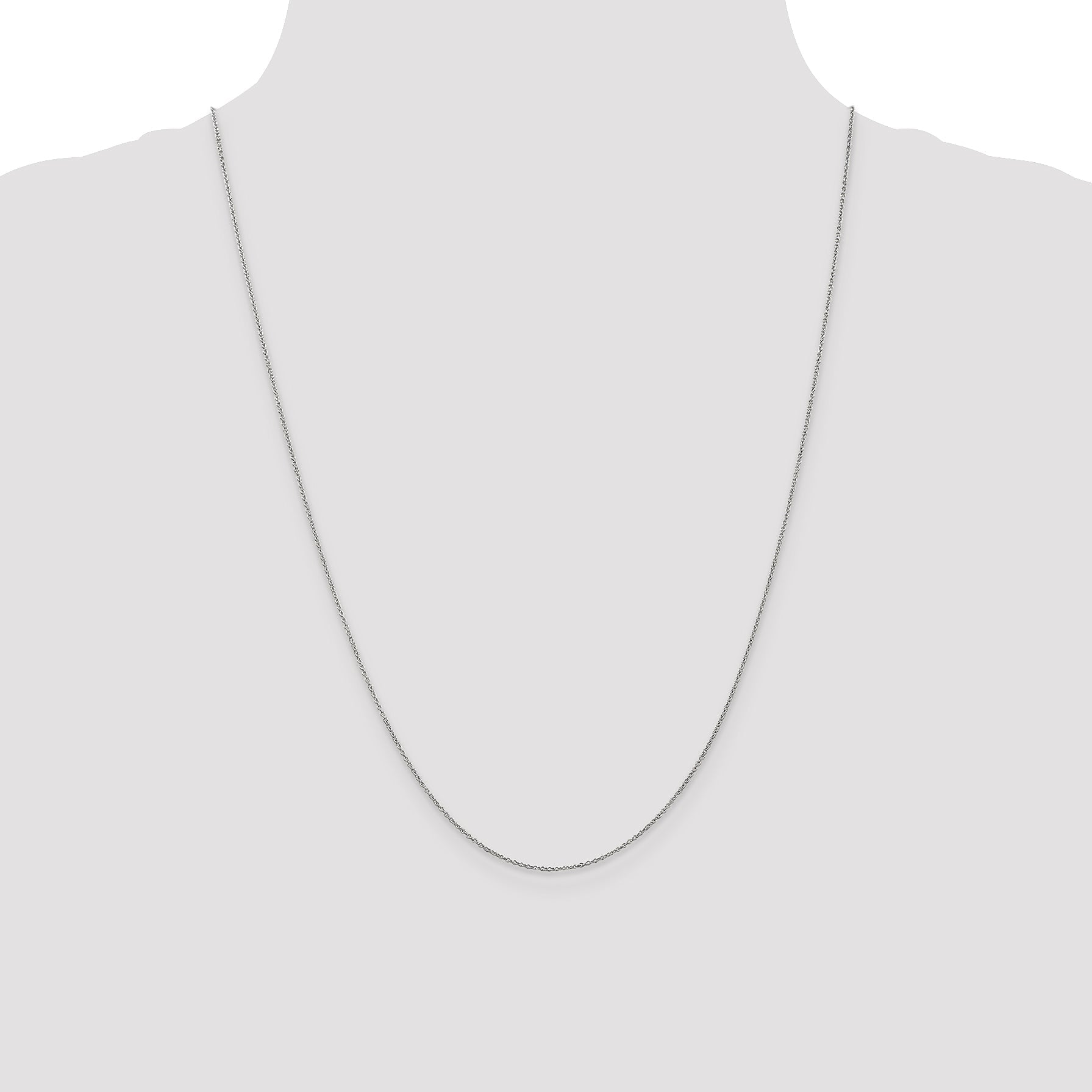 14K White Gold 24 Inch .9mm Cable With Lobster Clasp Chain Necklace