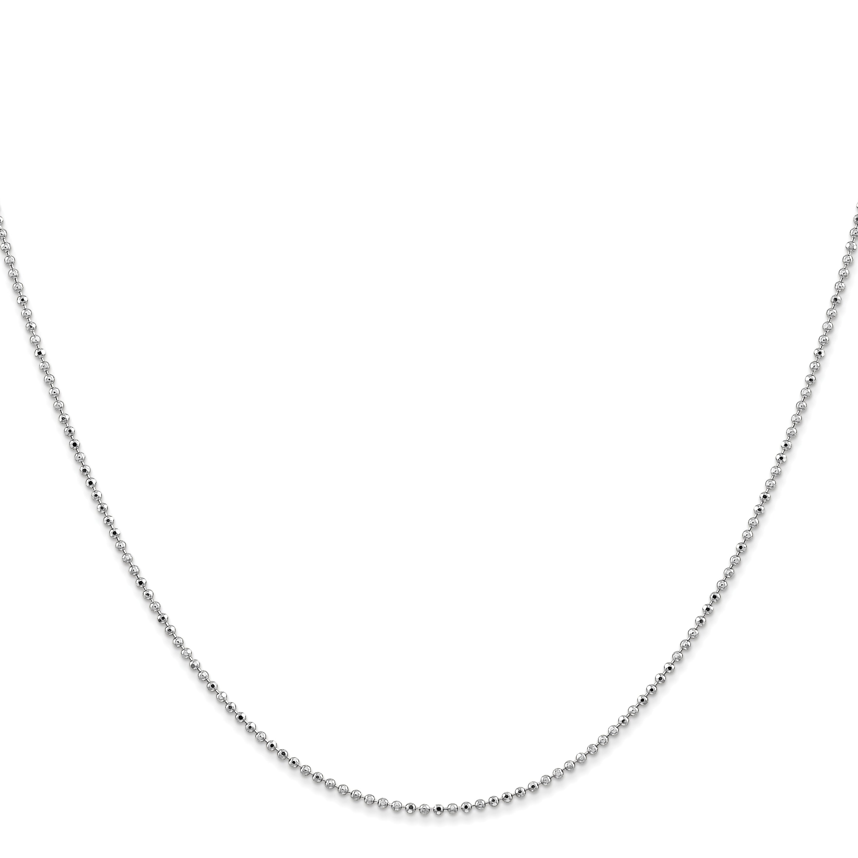 14K White Gold 20 Inch 1.2mm Diamond-Cut Beaded With Lobter Clasp Pendant Chain Necklace