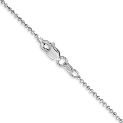 14K White Gold 18 Inch 1.2mm Diamond-Cut Beaded With Lobter Clasp Pendant Chain Necklace