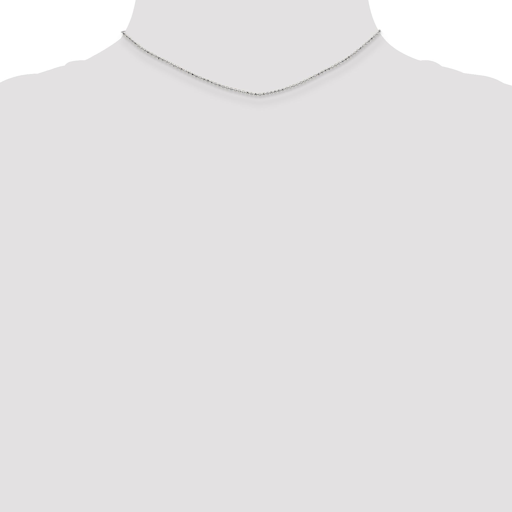14K White Gold 14 Inch 1.2mm Diamond-Cut Beaded With Lobter Clasp Pendant Chain Necklace