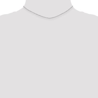 14K White Gold 14 Inch 1.2mm Diamond-Cut Beaded With Lobter Clasp Pendant Chain Necklace