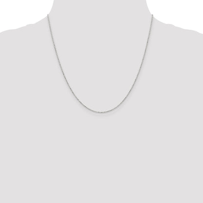 14K White Gold 20 Inch 1.2mm Diamond-Cut Beaded With Lobter Clasp Pendant Chain Necklace