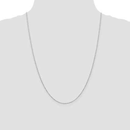 14K White Gold 24 Inch 1.2mm Diamond-Cut Beaded With Lobter Clasp Pendant Chain Necklace