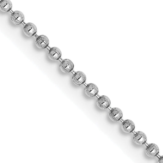 14K White Gold 24 Inch 1.2mm Diamond-Cut Beaded With Lobter Clasp Pendant Chain