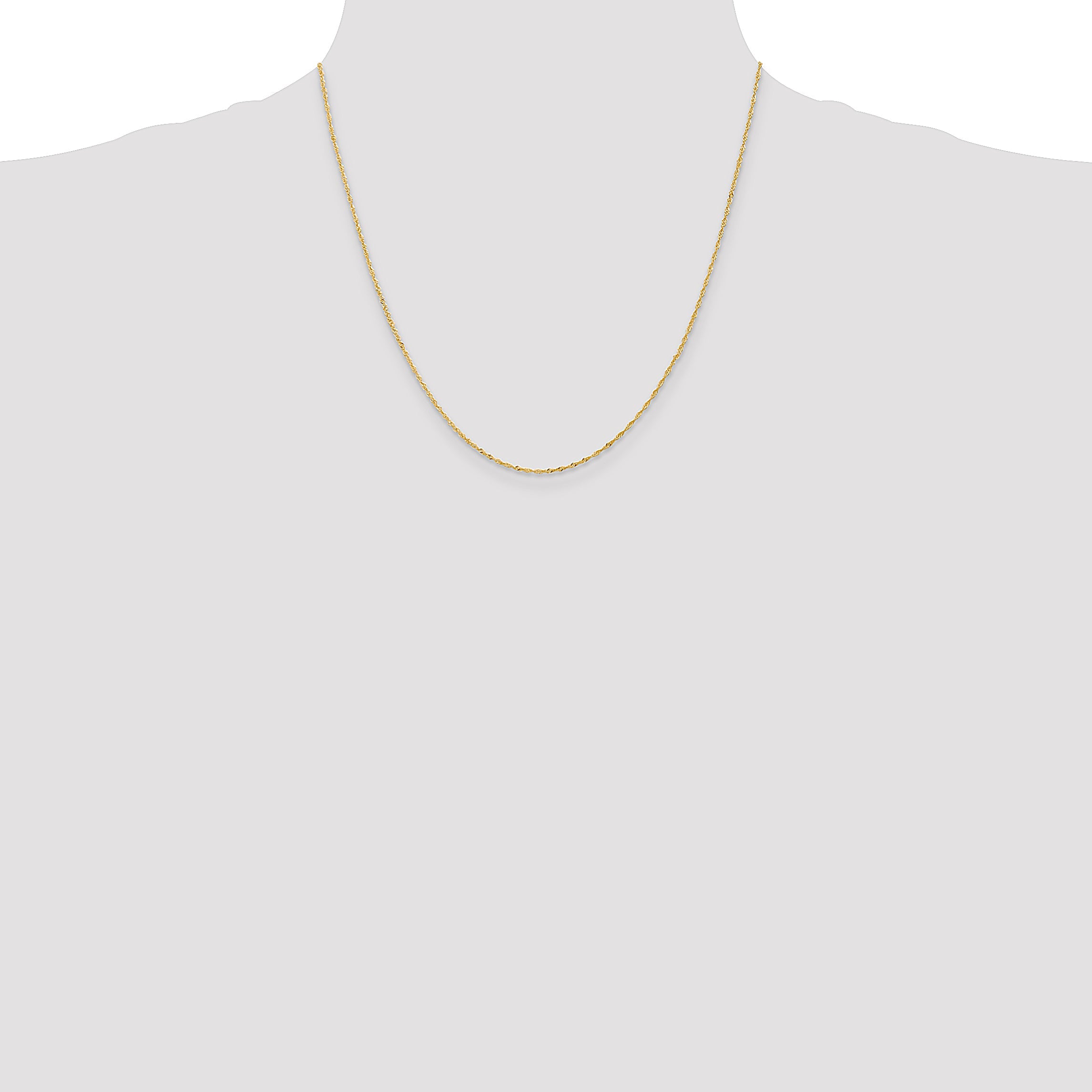 14K Yellow Gold 20 Inch 1.10mm Singapore With Spring Ring Clasp Chain Necklace