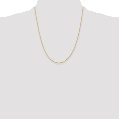 14K Yellow Gold 22 Inch 1.10mm Singapore With Spring Ring Clasp Chain Necklace