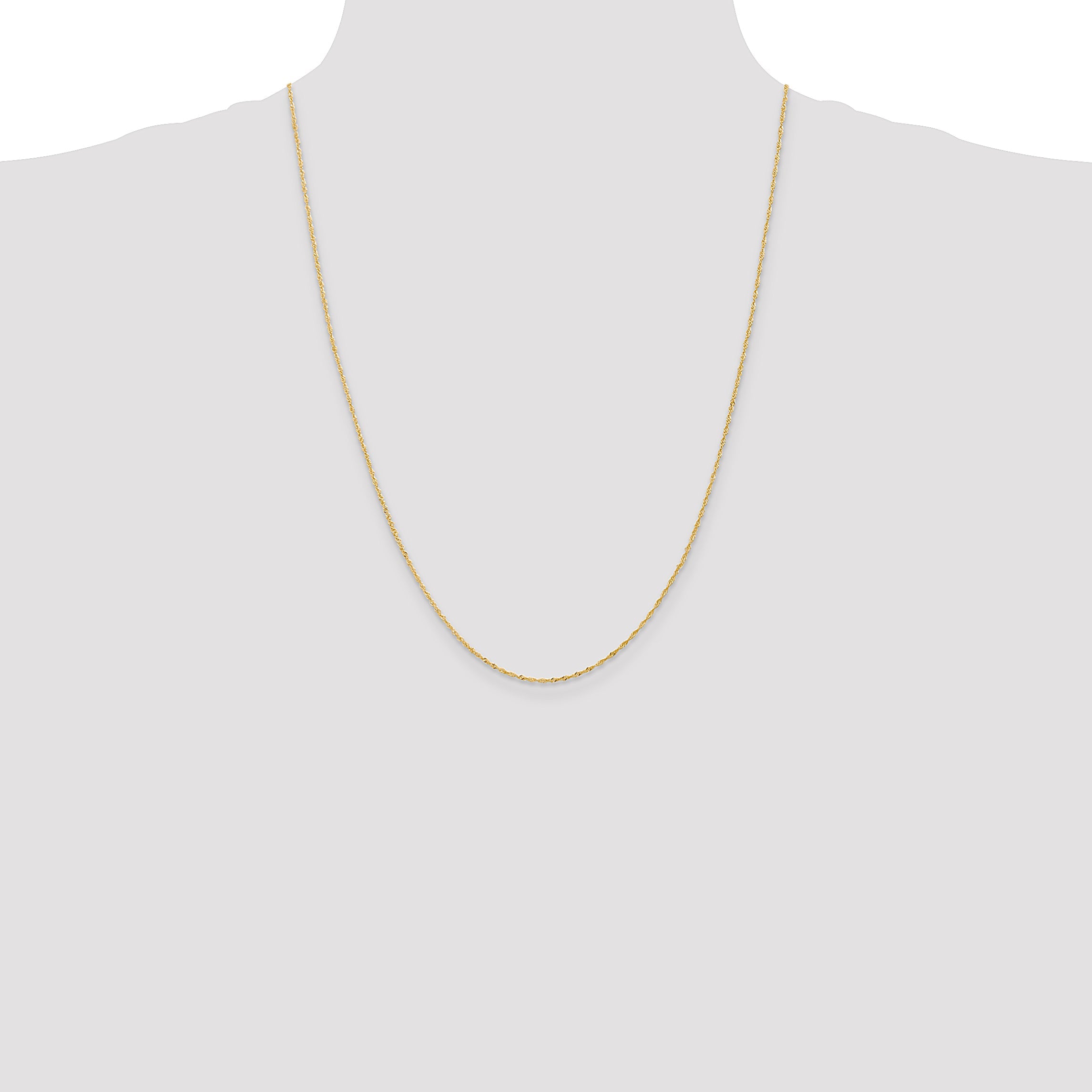 14K Yellow Gold 24 Inch 1.10mm Singapore With Spring Ring Clasp Chain Necklace
