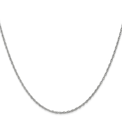 14K White Gold 24 Inch 1.3mm Heavy Baby Rope With Lobster Clasp Chain Necklace