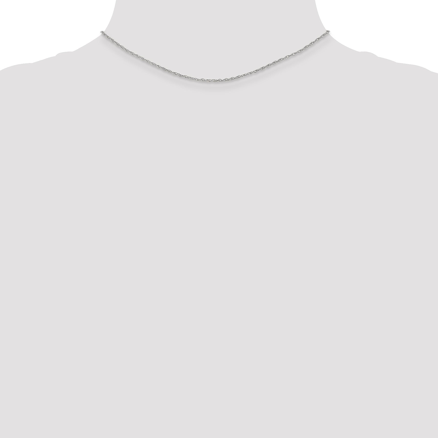 14K White Gold 14 Inch 1.3mm Heavy Baby Rope With Lobster Clasp Chain Necklace