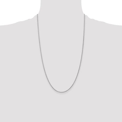 14K White Gold 26 Inch 1.3mm Heavy Baby Rope With Lobster Clasp Chain Necklace