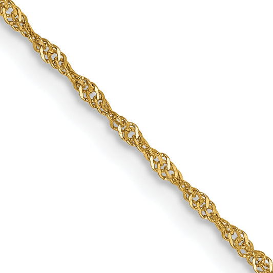 14K Yellow Gold 30 Inch 1.10mm Singapore With Spring Ring Clasp Chain Necklace