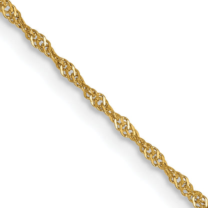 14K Yellow Gold 22 Inch 1.10mm Singapore With Spring Ring Clasp Chain Necklace
