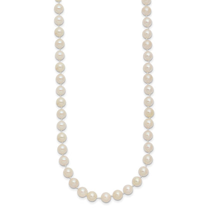 14K Yellow Gold 5 6mm White Round Akoya Saltwater Cultured Pearl 18 Inch Necklace