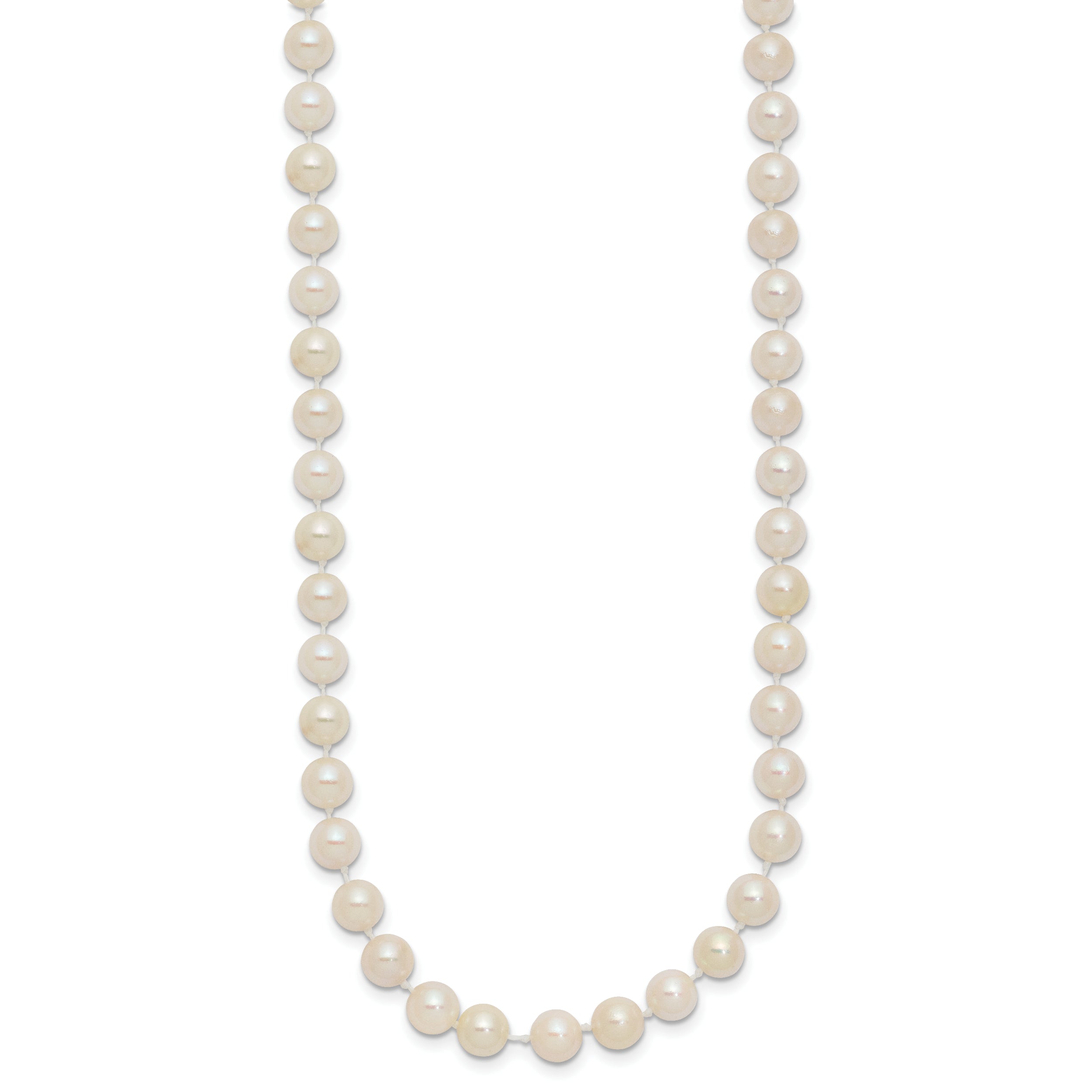 14K Yellow Gold 5 6mm White Round Akoya Saltwater Cultured Pearl 16 Inch Necklace