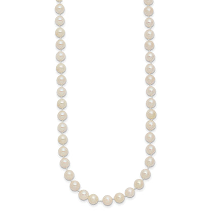 14K Yellow Gold 5 6mm White Round Akoya Saltwater Cultured Pearl 16 Inch Necklace