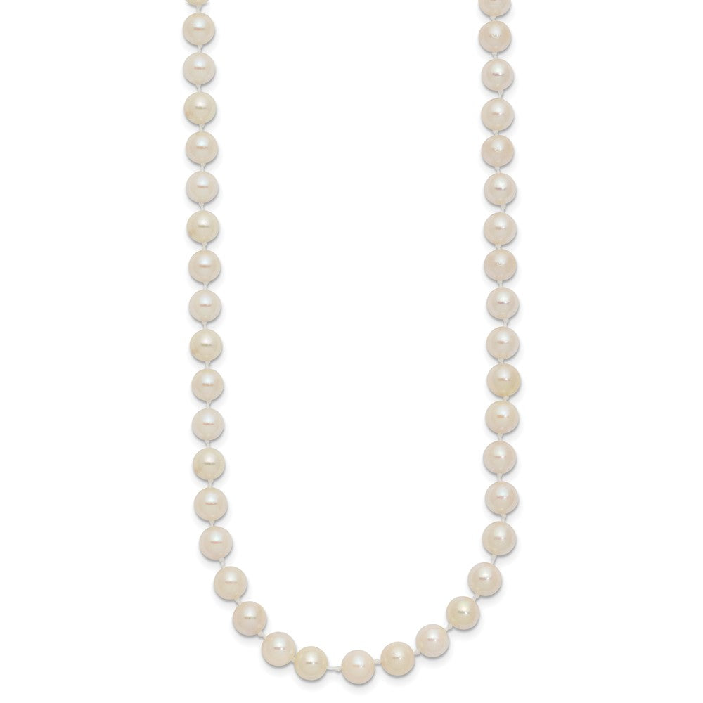 14K Yellow Gold 5 6mm White Round Akoya Saltwater Cultured Pearl 16 Inch Necklace