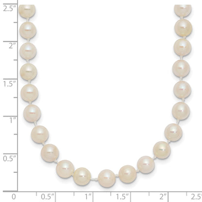 14K Yellow Gold 5 6mm White Round Akoya Saltwater Cultured Pearl 24 Inch Necklace