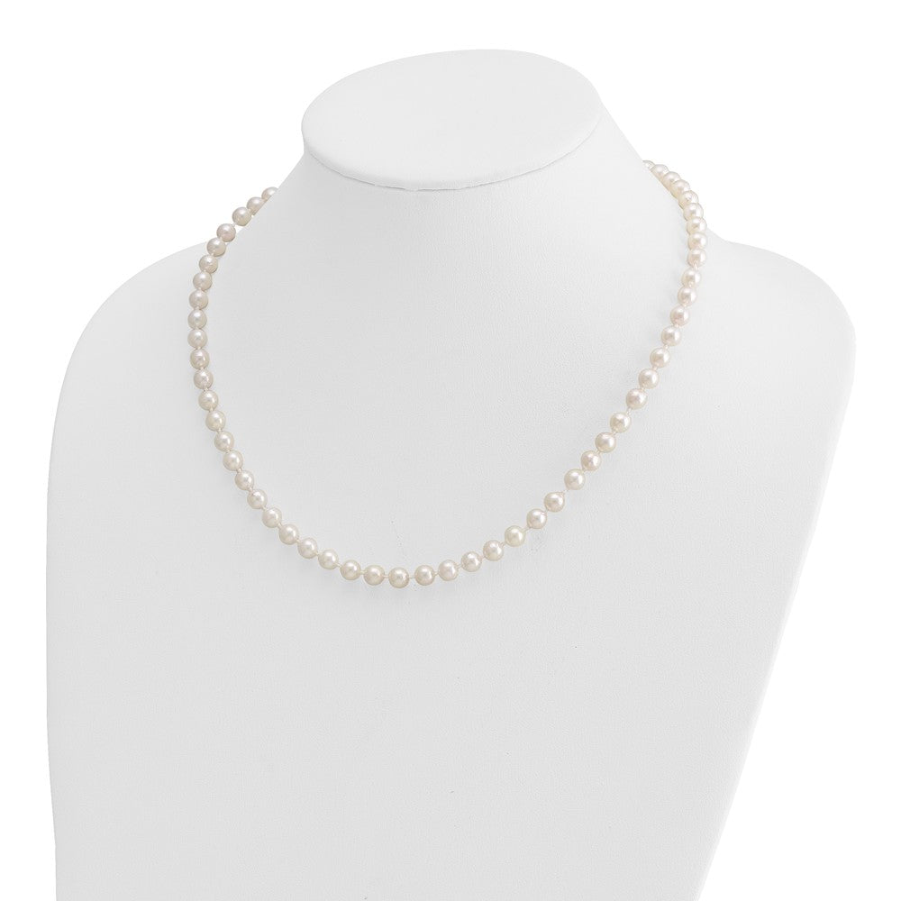 14K Yellow Gold 5 6mm White Round Akoya Saltwater Cultured Pearl 18 Inch Necklace