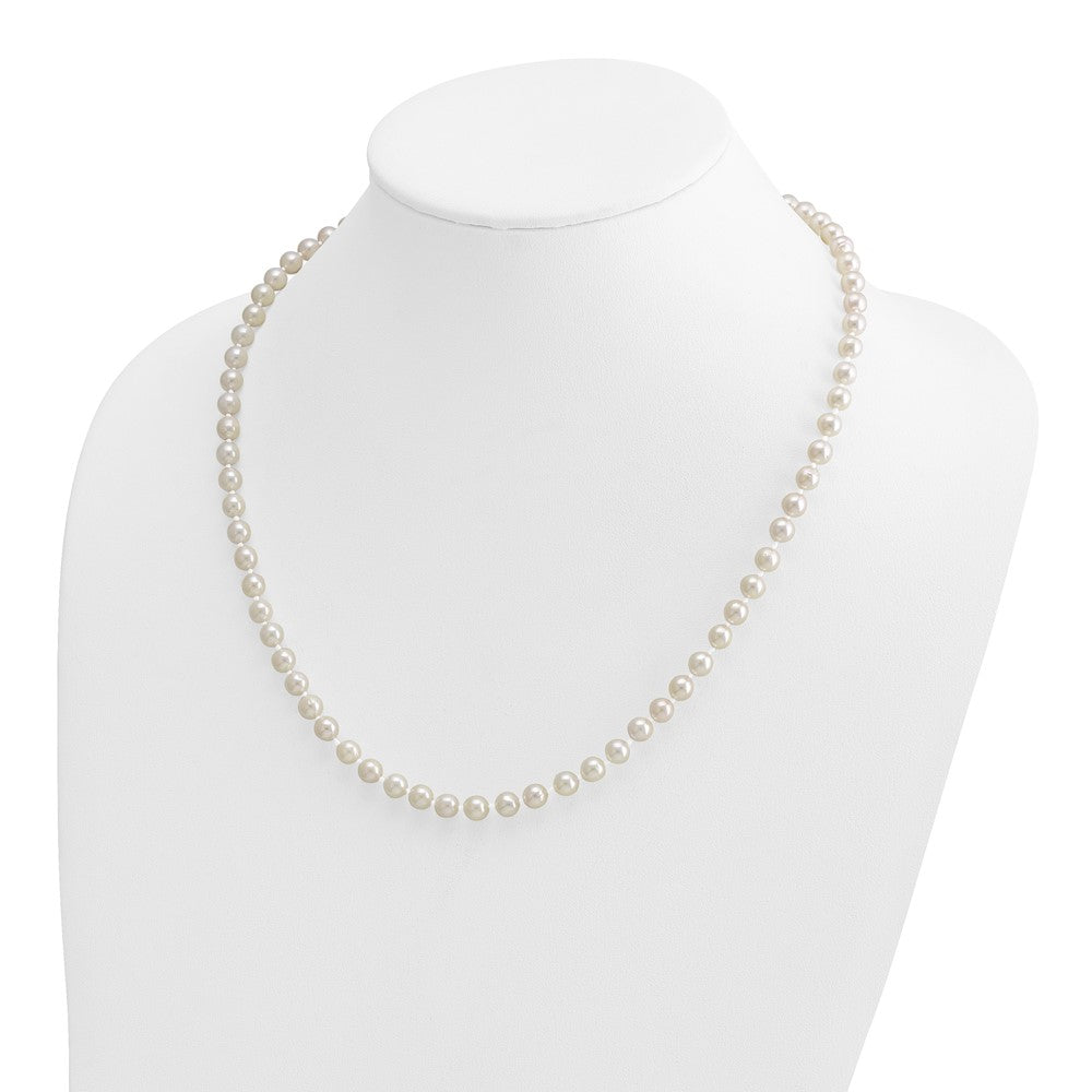 14K Yellow Gold 5 6mm White Round Akoya Saltwater Cultured Pearl 20 Inch Necklace