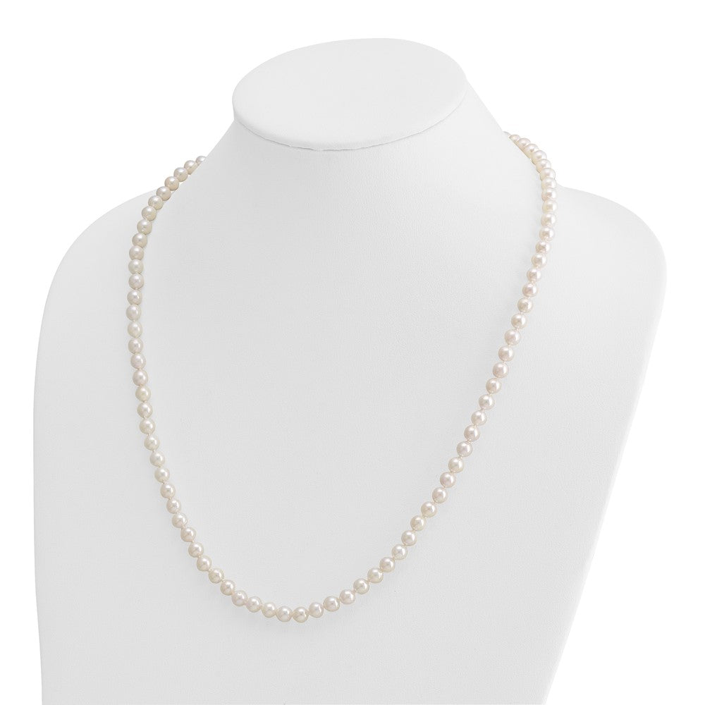 14K Yellow Gold 5 6mm White Round Akoya Saltwater Cultured Pearl 24 Inch Necklace