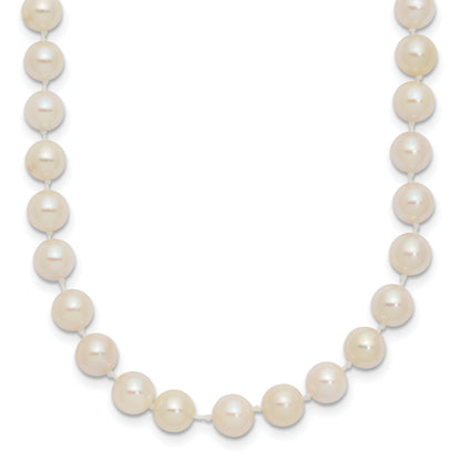 14K Yellow Gold 5 6mm White Round Akoya Saltwater Cultured Pearl 16 Inch Necklace