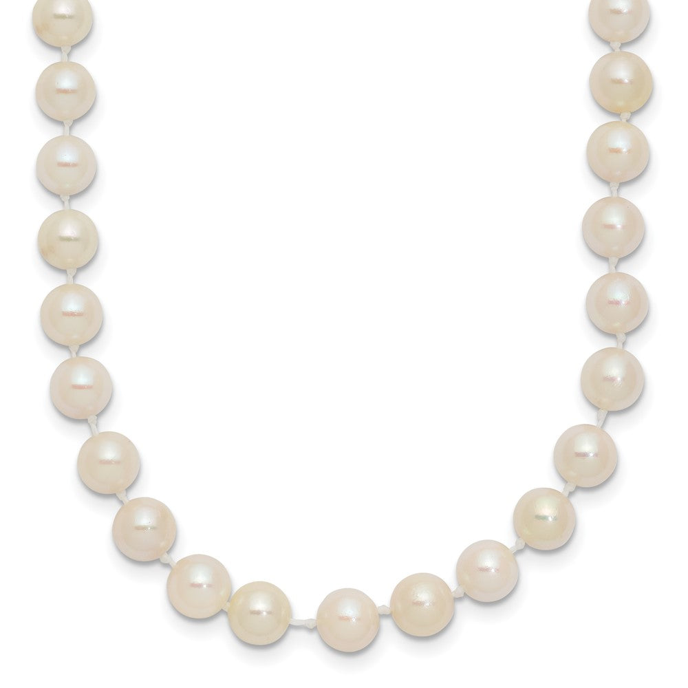 14K Yellow Gold 5 6mm White Round Akoya Saltwater Cultured Pearl 20 Inch Necklace