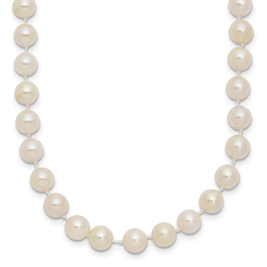 14K Yellow Gold 5 6mm White Round Akoya Saltwater Cultured Pearl 18 Inch Necklace