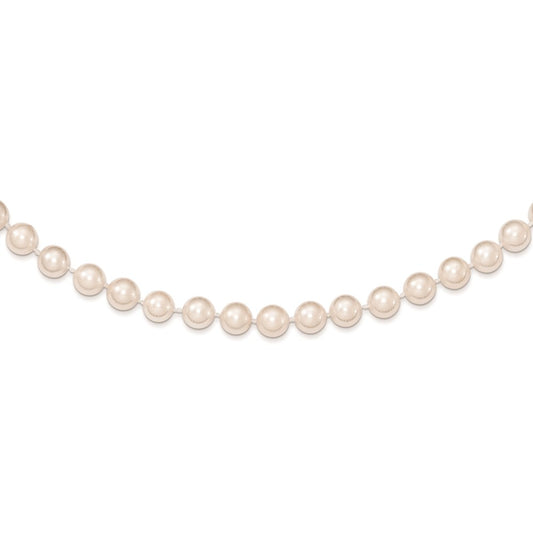 14K Yellow Gold 6 7mm White Round Akoya Saltwater Cultured Pearl 7 Inch Bracelet