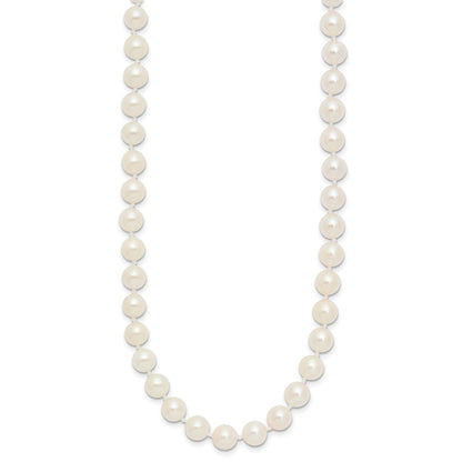 14K Yellow Gold 6 7mm White Round Akoya Saltwater Cultured Pearl 20 Inch Necklace