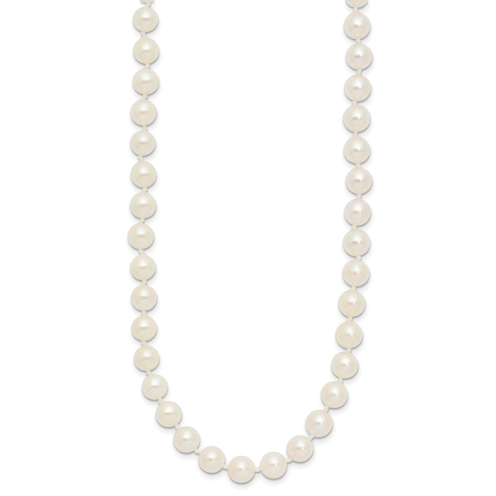 14K Yellow Gold 6 7mm White Round Akoya Saltwater Cultured Pearl 20 Inch Necklace