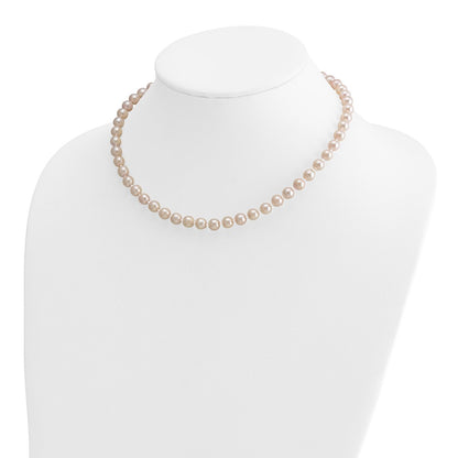 14K Yellow Gold 6 7mm White Round Akoya Saltwater Cultured Pearl 16 Inch Necklace