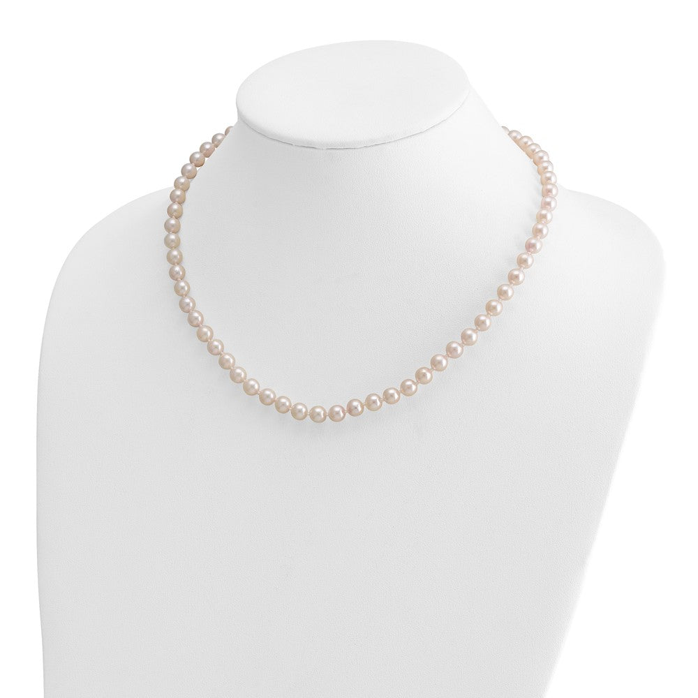 14K Yellow Gold 6 7mm White Round Akoya Saltwater Cultured Pearl 18 Inch Necklace