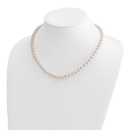 14K Yellow Gold 6 7mm White Round Akoya Saltwater Cultured Pearl 18 Inch Necklace