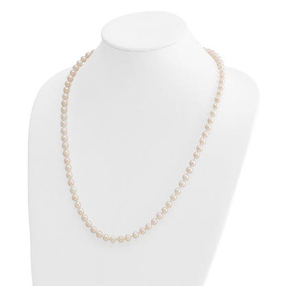 14K Yellow Gold 6 7mm White Round Akoya Saltwater Cultured Pearl 24 Inch Necklace