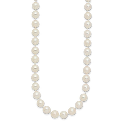 14K Yellow Gold 7 8mm White Round Akoya Saltwater Cultured Pearl 18 Inch Necklace