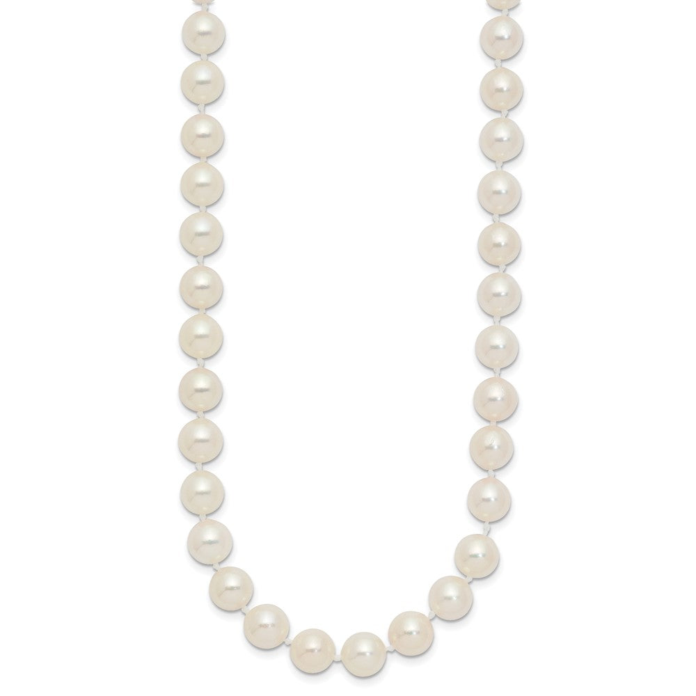 14K Yellow Gold 7 8mm White Round Akoya Saltwater Cultured Pearl 16 Inch Necklace