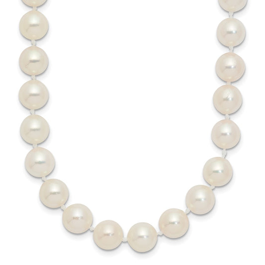 14K Yellow Gold 7 8mm White Round Akoya Saltwater Cultured Pearl 20 Inch Necklace