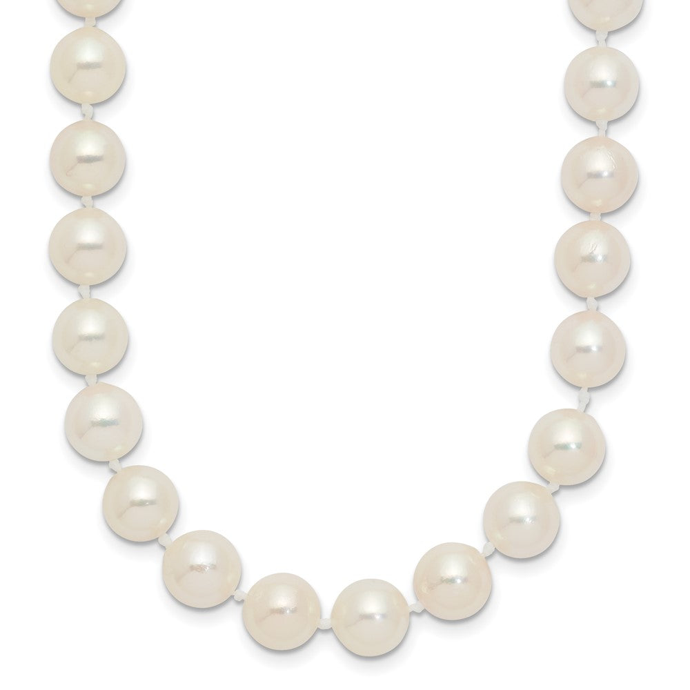 14K Yellow Gold 7 8mm White Round Akoya Saltwater Cultured Pearl 24 Inch Necklace