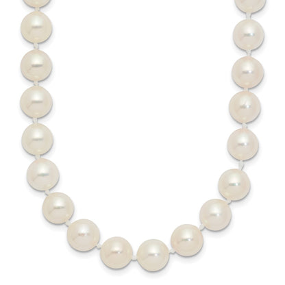 14K Yellow Gold 7 8mm White Round Akoya Saltwater Cultured Pearl 18 Inch Necklace