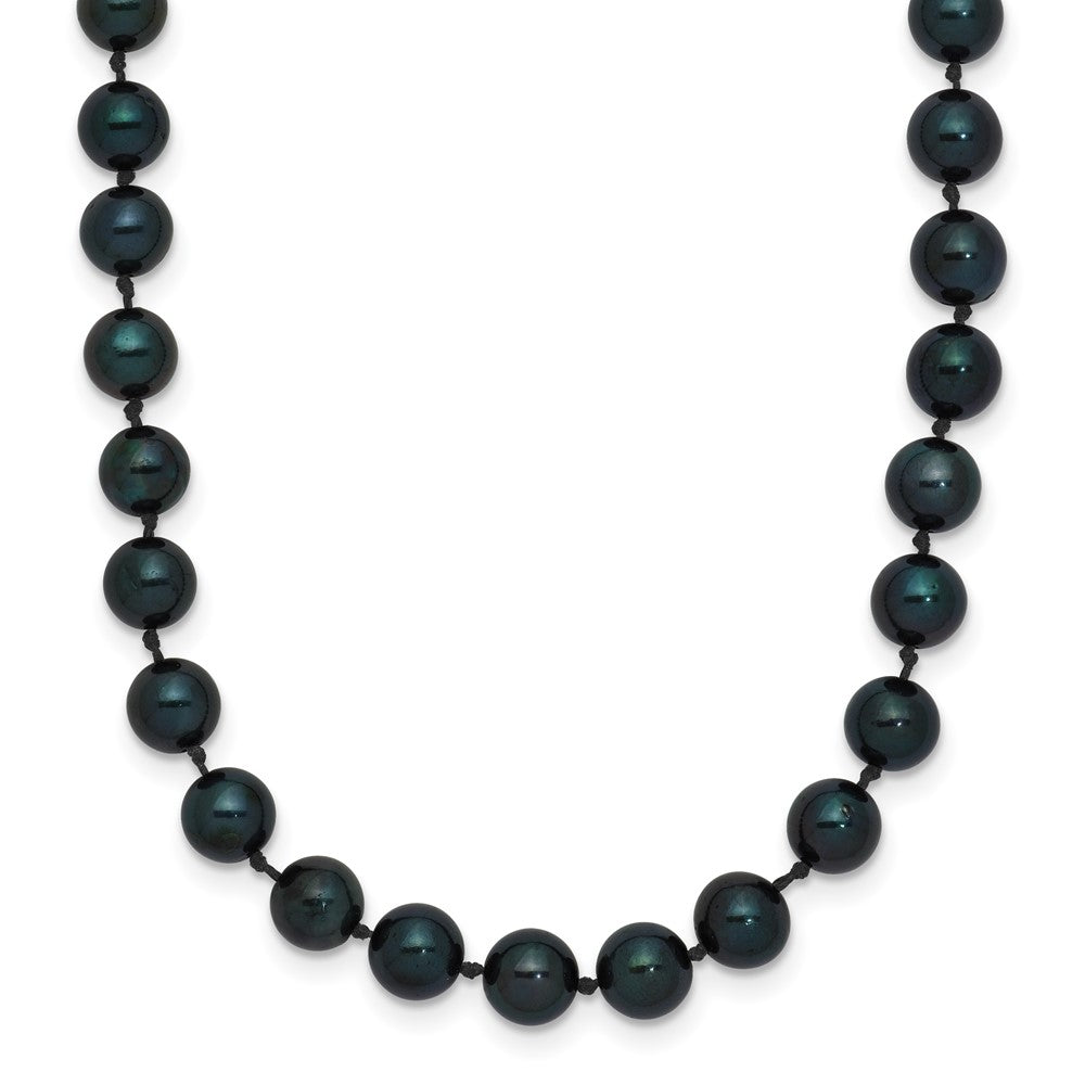14K White Gold 5 6mm Black Round Akoya Saltwater Cultured Pearl 20 Inch Necklace