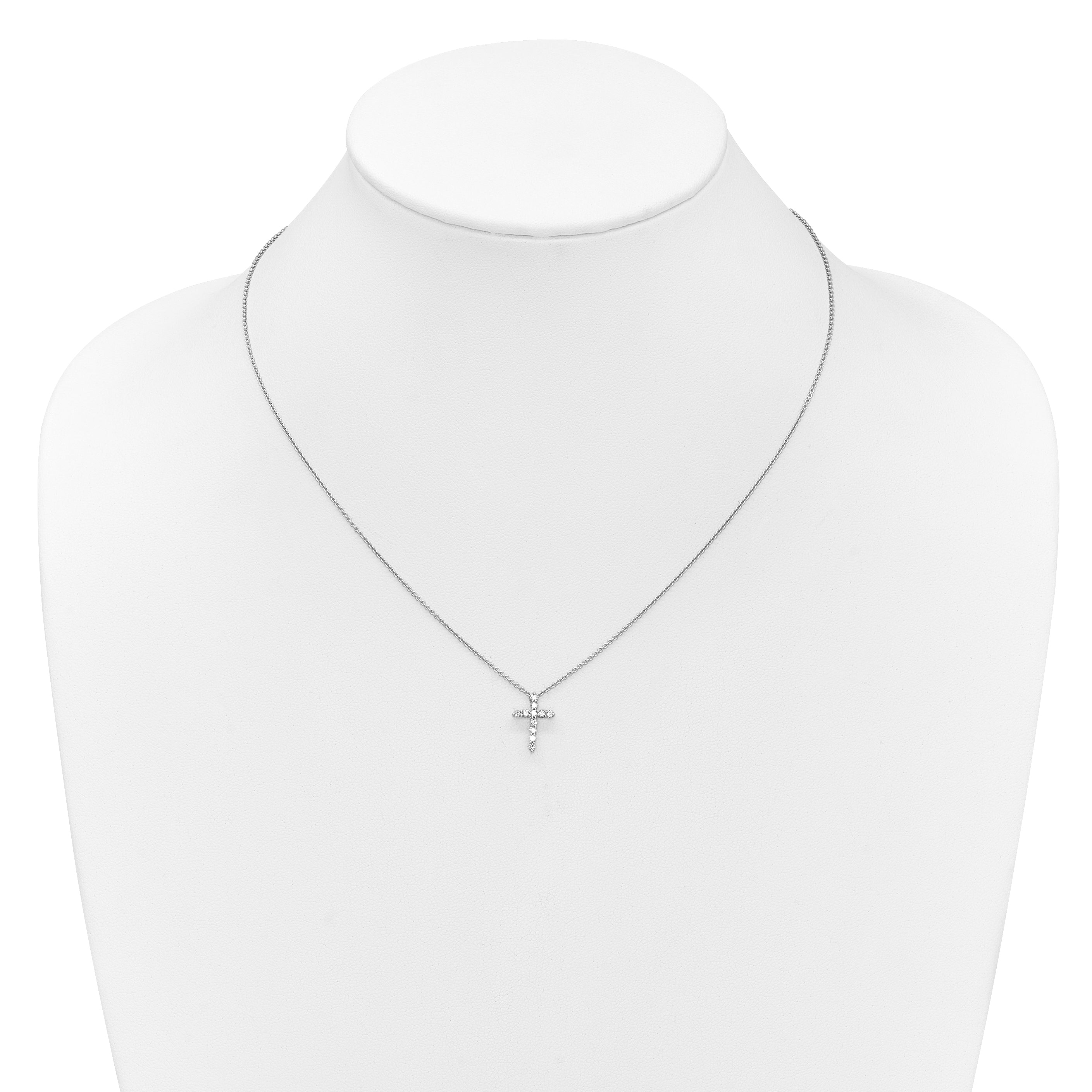10K White Gold Diamond Cross 18 Inch Necklace